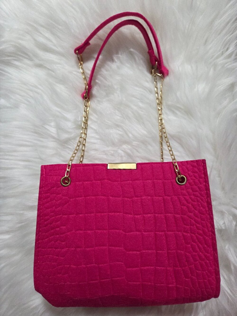 Pink Felt Shoulder Bag